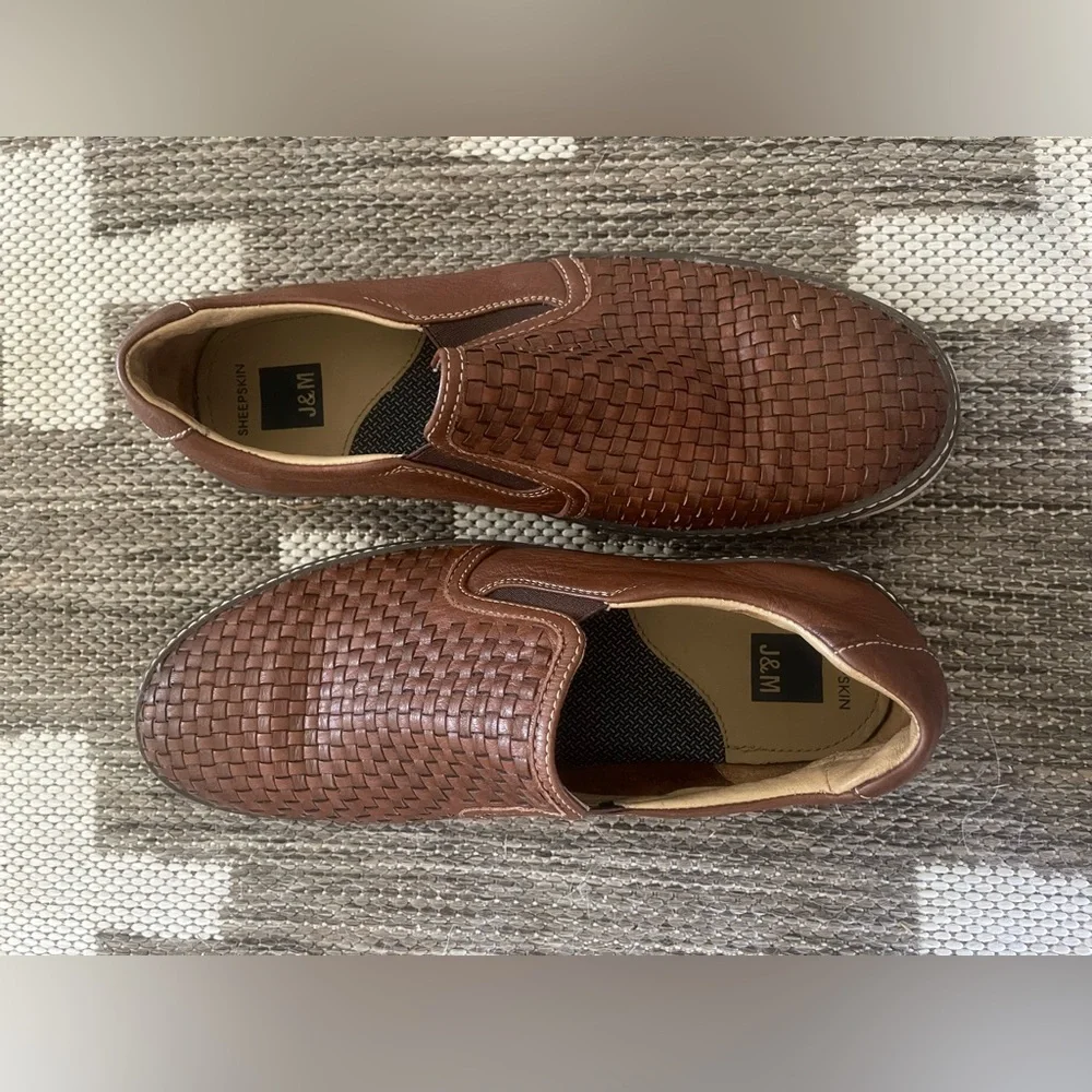 Men's Johnston & Murphy J&M McGuffey Woven Leather Slip-On Sneakers Size 9 - Picture 2 of 5
